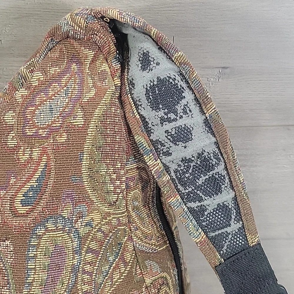 Vintage L.L. Bean Paisley Print Tapestry Sling Backpack Bag